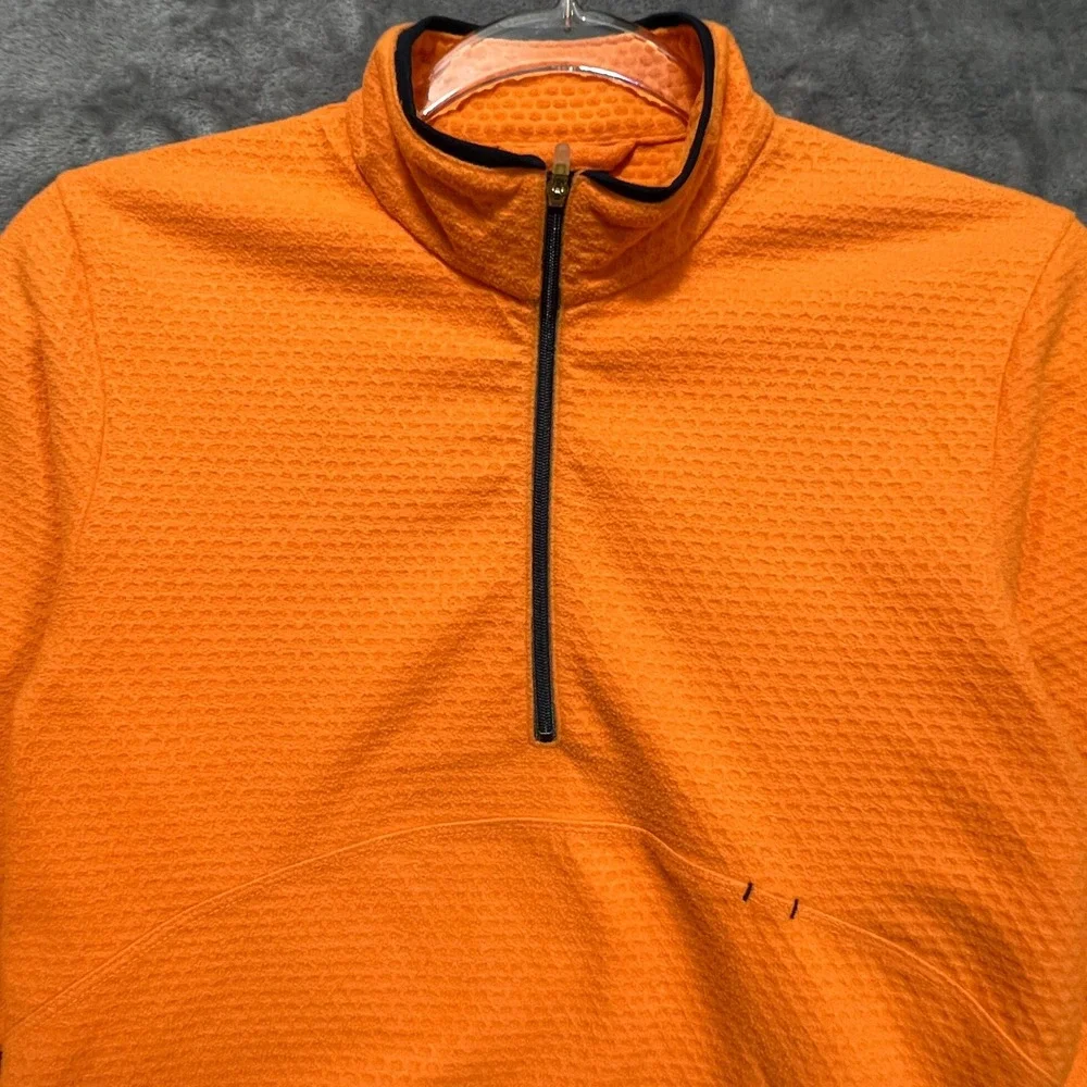 Nike Sphere Thermal Orange Quarter Zip Waffle Knit Pullover Running Jacket Small